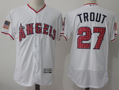 Angels of Anaheim #27 Mike Trout White Fashion Stars & Stripes Flexbase Authentic Stitched MLB Jersey